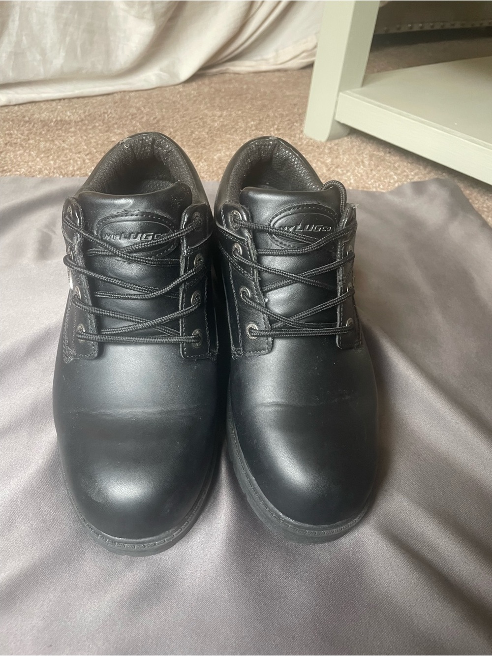 Ny lugz Black Leather Lace-Up Work Boots